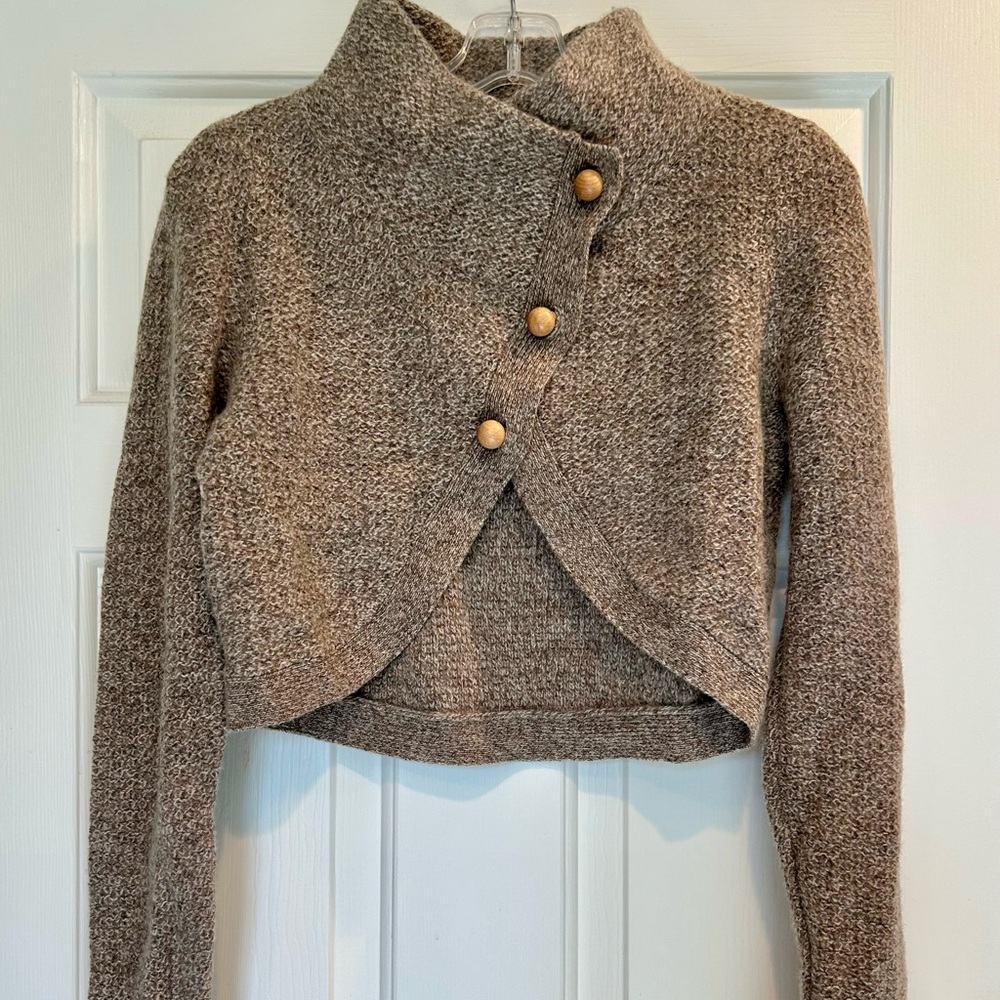 Chic Brown Women's Cropped Sweater by Charlie and Robin